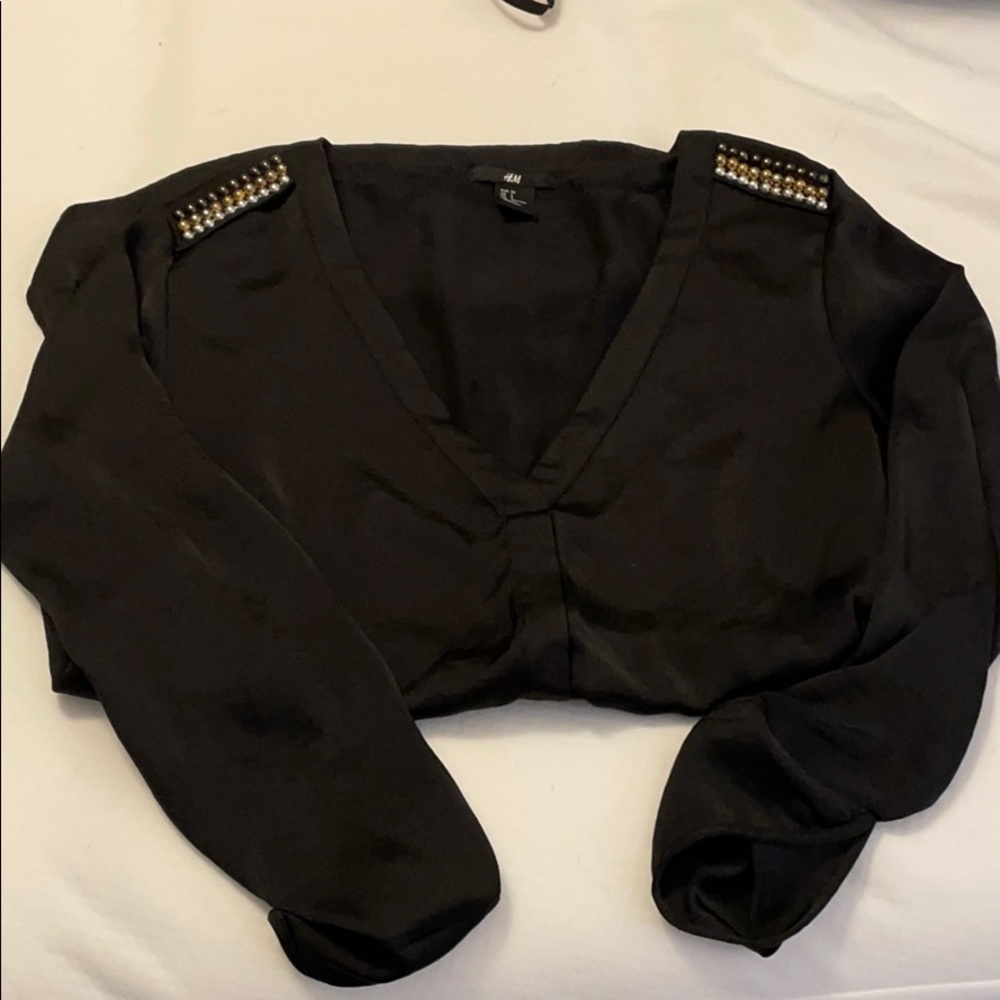 H&M black blouse. Silver and gold studs size 2